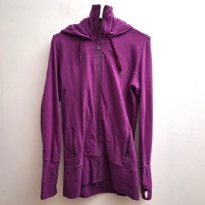 Lululemon Live Simply Jacket Hoodie 10 Solid Purple Mock Neck Thumbholes Tunic
